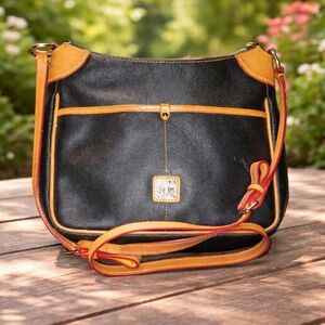 Dooney & Bourke Black and Tan REHAB Crossbody Bag
